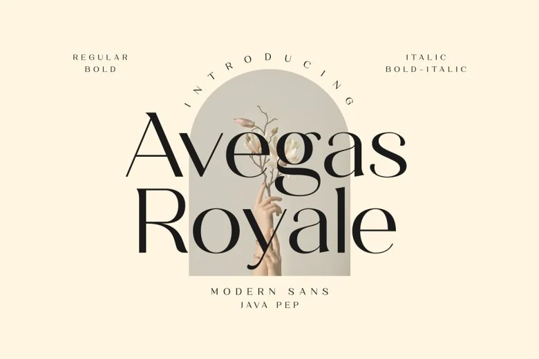Avegas Royale Sans Serif typeface preview for Typography, Web Design