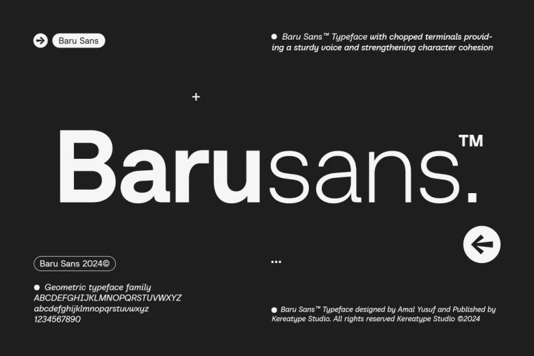 Baru Sans Sans Serif typeface preview for Typography, Web Design