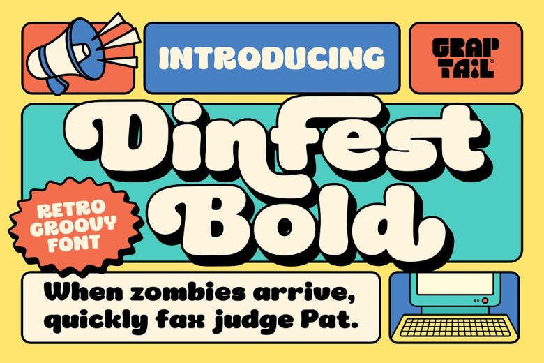 Dinfest Bold Sans Serif typeface preview for Typography, Web Design