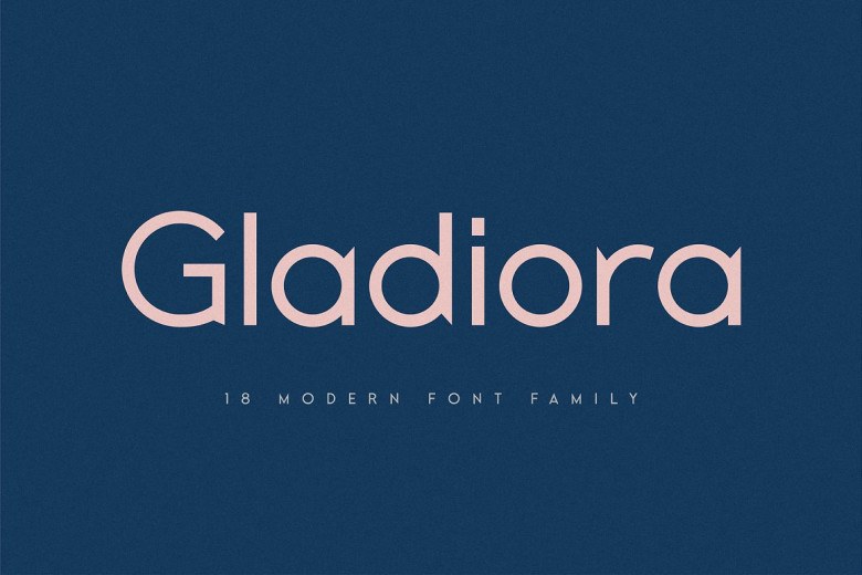 Gladiora Sans Serif typeface preview for Typography, Web Design