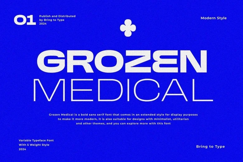Grozen Medical Sans Serif typeface preview for Typography, Web Design