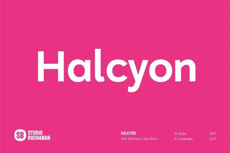 Halcyon Sans Serif typeface preview for Typography, Web Design