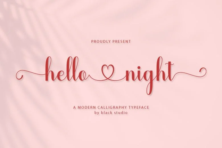 Hello Night Sans Serif typeface preview for Typography, Web Design