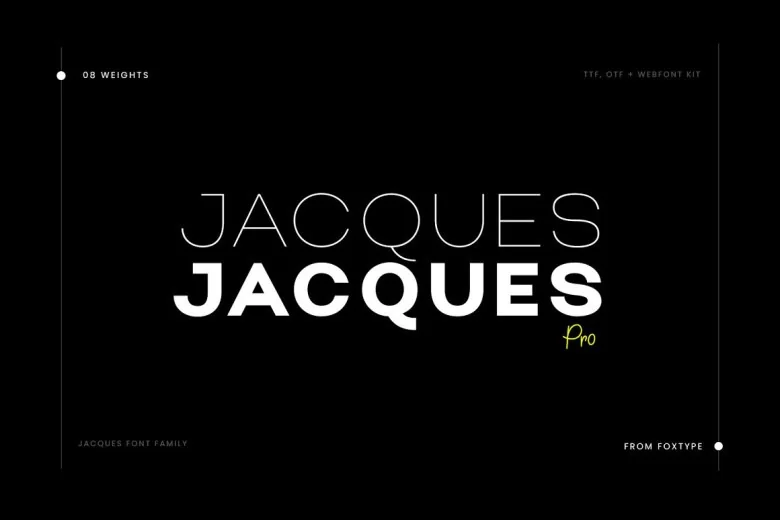 Jacques Pro Sans Serif typeface preview for Typography, Web Design