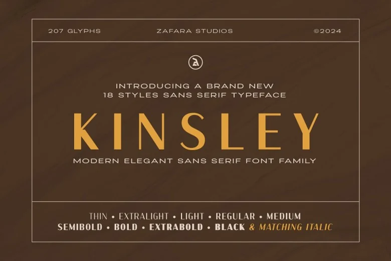 Kinsley Sans Serif typeface preview for Typography, Web Design