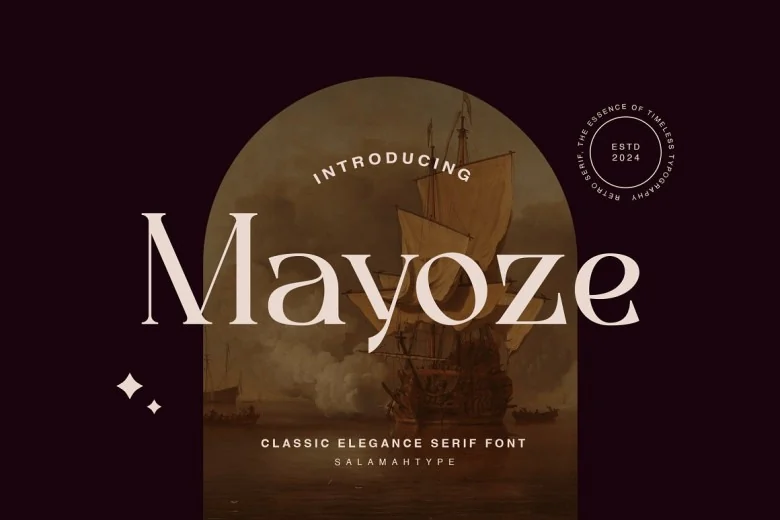 Mayoze Sans Serif typeface preview for Typography, Web Design