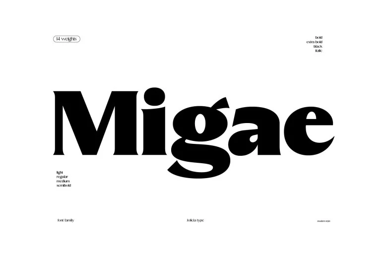 Migae Sans Serif typeface preview for Typography, Web Design
