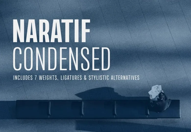 Naratif Condensed Sans Serif typeface preview for Typography, Web Design