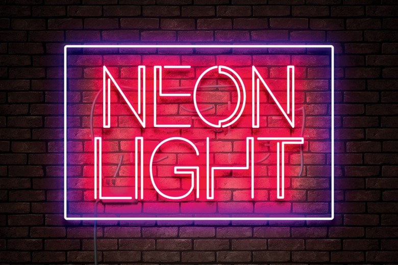 Neon Light Sans Serif typeface preview for Typography, Web Design