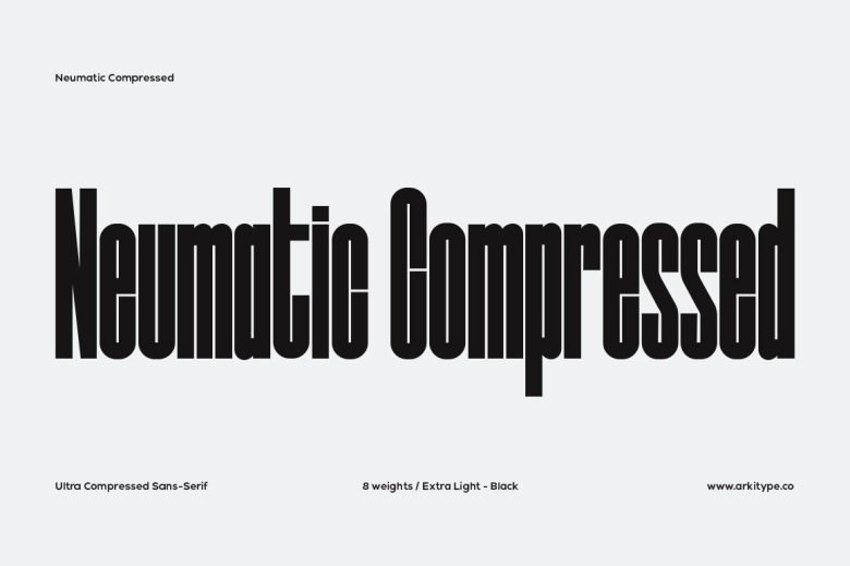 Neumatic Compressed Sans Serif typeface preview for Typography, Web Design