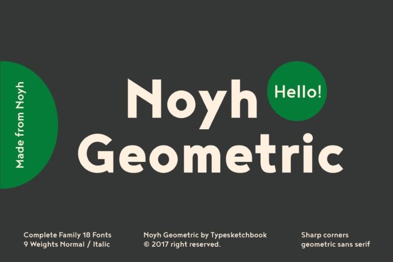 Noyh Geometric Sans Serif typeface preview for Typography, Web Design