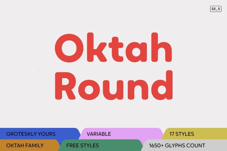 Oktah Round Sans Serif typeface preview for Typography, Web Design