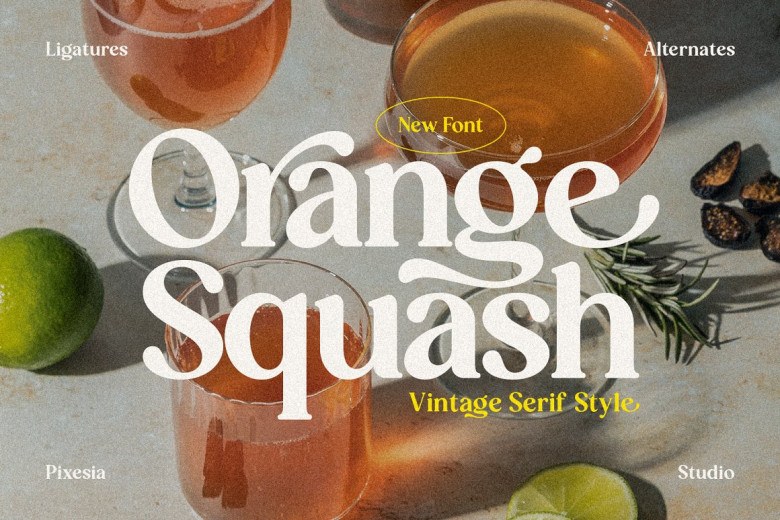 Orange Squash Sans Serif typeface preview for Typography, Web Design