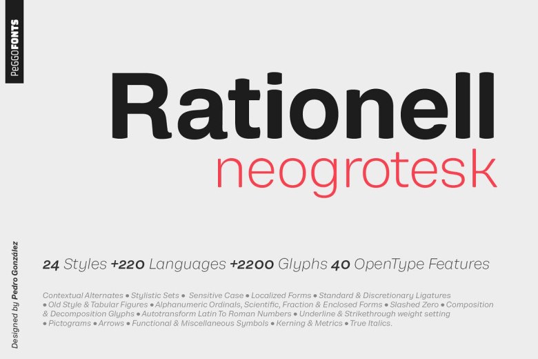 Rationell Sans Serif typeface preview for Typography, Web Design