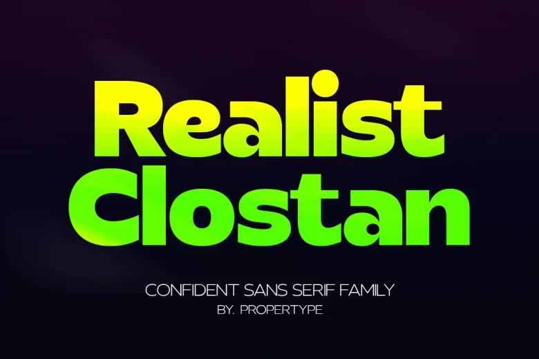 Realist Clostan Sans Serif typeface preview for Typography, Web Design