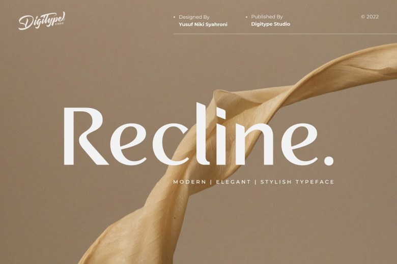 Recline Sans Serif typeface preview for Typography, Web Design