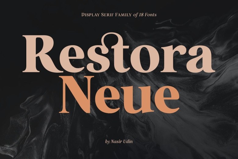 Restora Neue Sans Serif typeface preview for Typography, Web Design