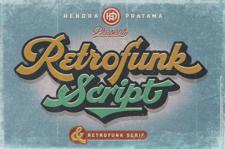 Retrofunk Script Sans Serif typeface preview for Typography, Web Design