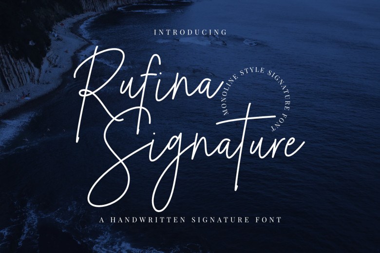 Rufina Signature Sans Serif typeface preview for Typography, Web Design
