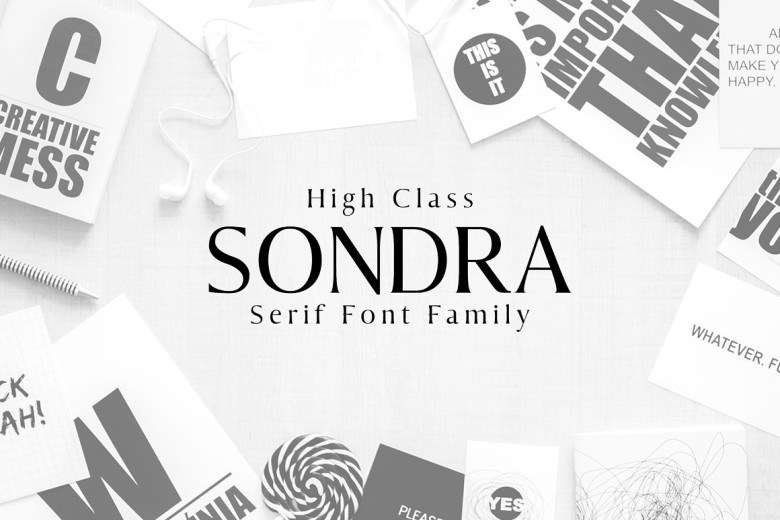 Sondra Sans Serif typeface preview for Typography, Web Design