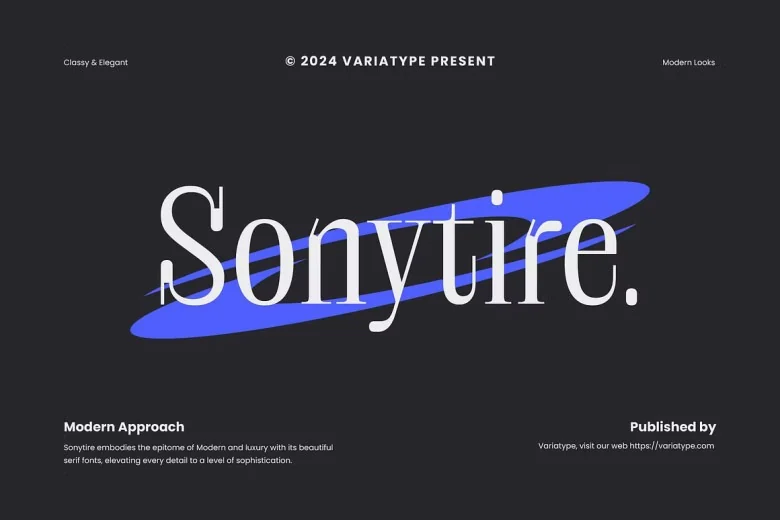 Sonytire Sans Serif typeface preview for Typography, Web Design