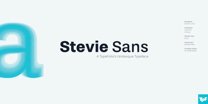 Stevie Sans Sans Serif typeface preview for Typography, Web Design