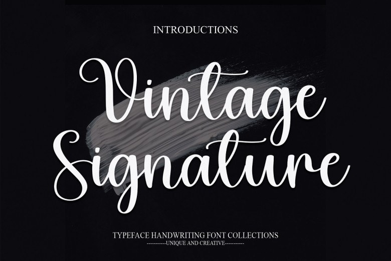 Vintage Signature Sans Serif typeface preview for Typography, Web Design