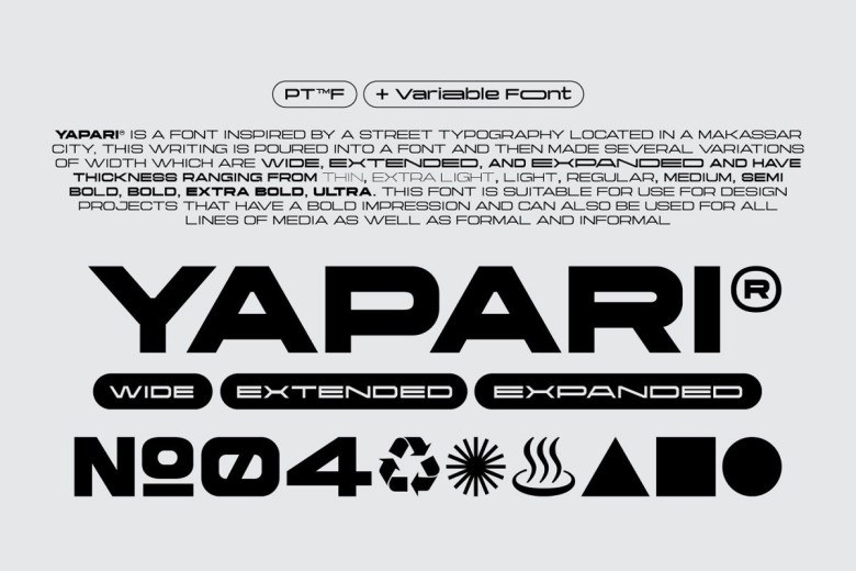 Yapari Sans Serif typeface preview for Typography, Web Design